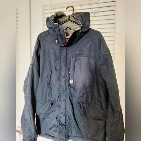 Vintage Y2K Abercrombie & Fitch Navy Hooded Parks Red Accents interior pockets M - Picture 1 of 9